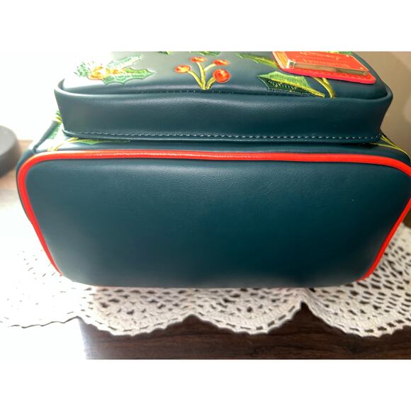 Loungefly Disney Minnie Mouse Holiday Holly Ears Mini Backpack Wallet Set - Picture 7 of 10